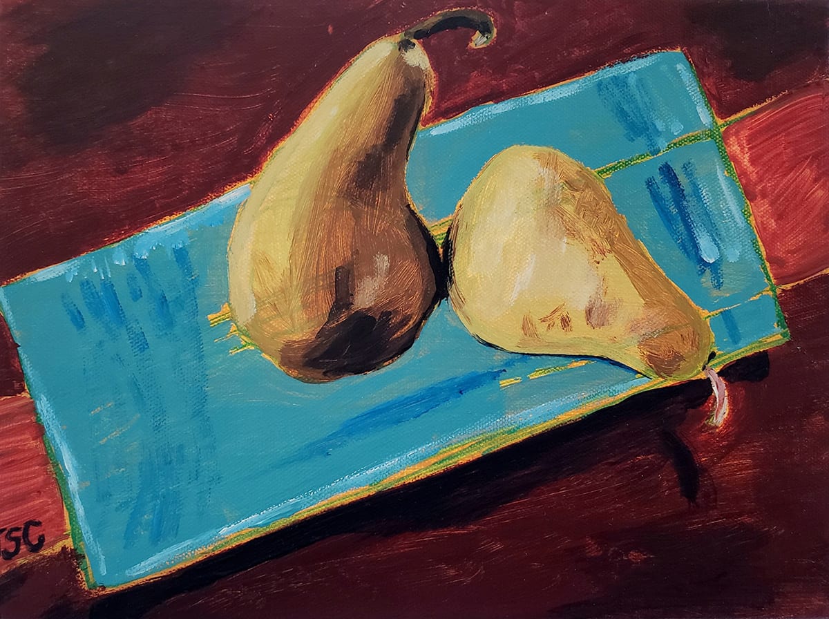 Pears with Blue by Joanne Chakrabarti