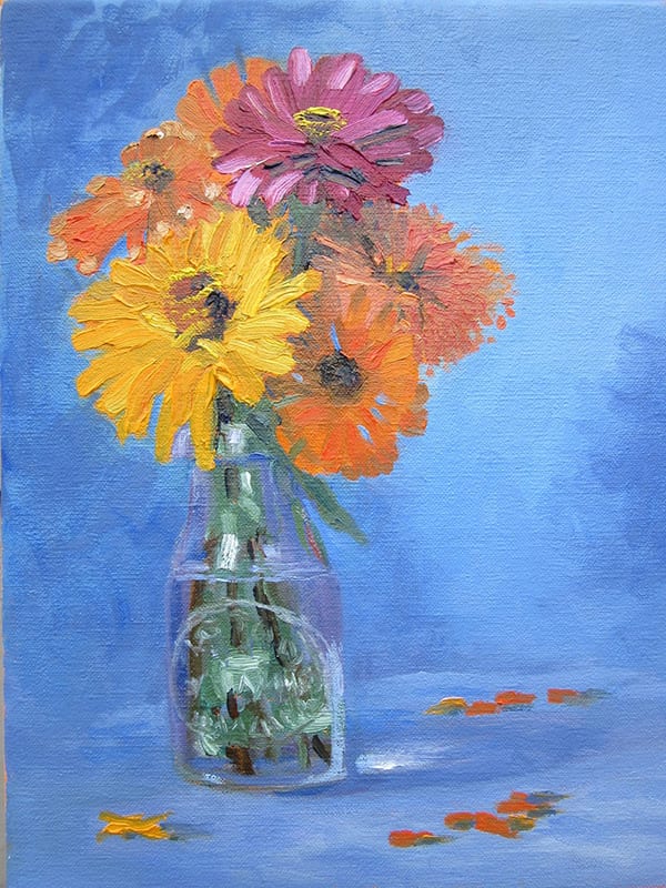 Zinnias and Blue by Gary Younker