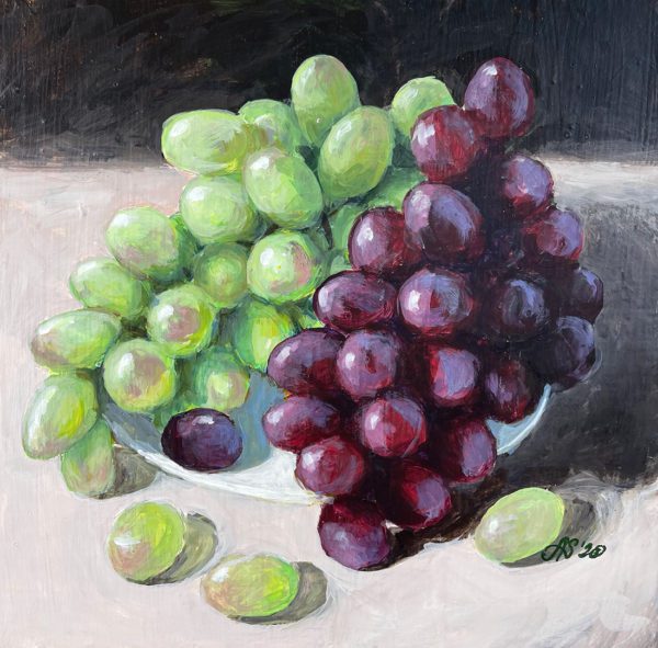 Grapes Study, 2020, acrylic, 8 x 8 in