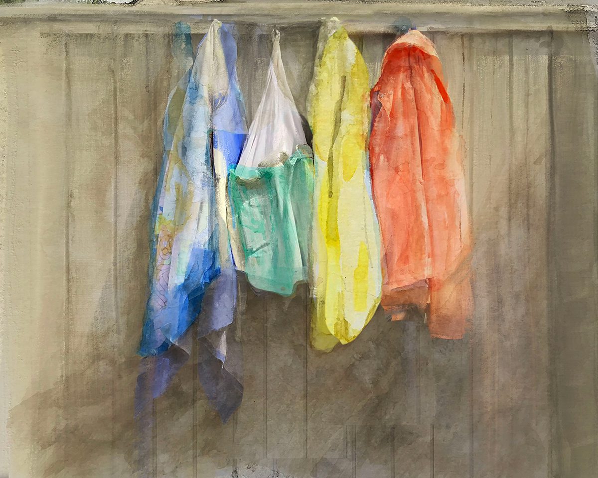 Hanging Out, 2020, acrylic and Photoshop, glicee print, 11 x 13.5 in