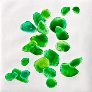 Sea Glass, 2017, printmaking, monotype, oil on paper, 8 x 8 in.