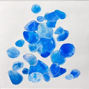 Sea Glass Blues, 2017, printmaking, monotype, oil on paper, 8 x 8 in.