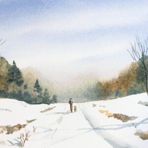 Winter Landscape with Child and Dog