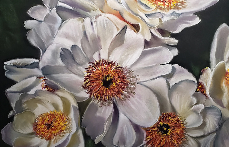 white flowers painting